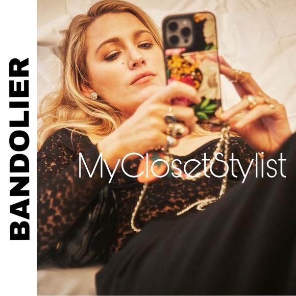 BANDOLIER Black Floral Leather Crossbody Chain Set NEW LIMITED EDITION 14 ProMax - Picture 4 of 7